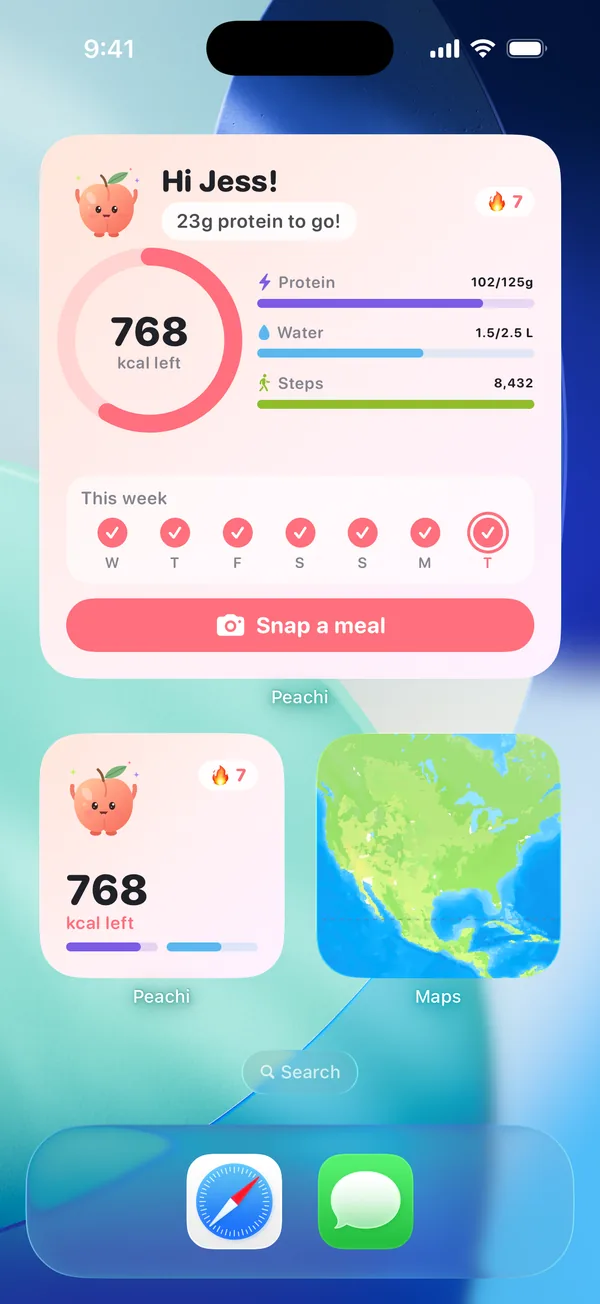 Peachi Home Screen widgets